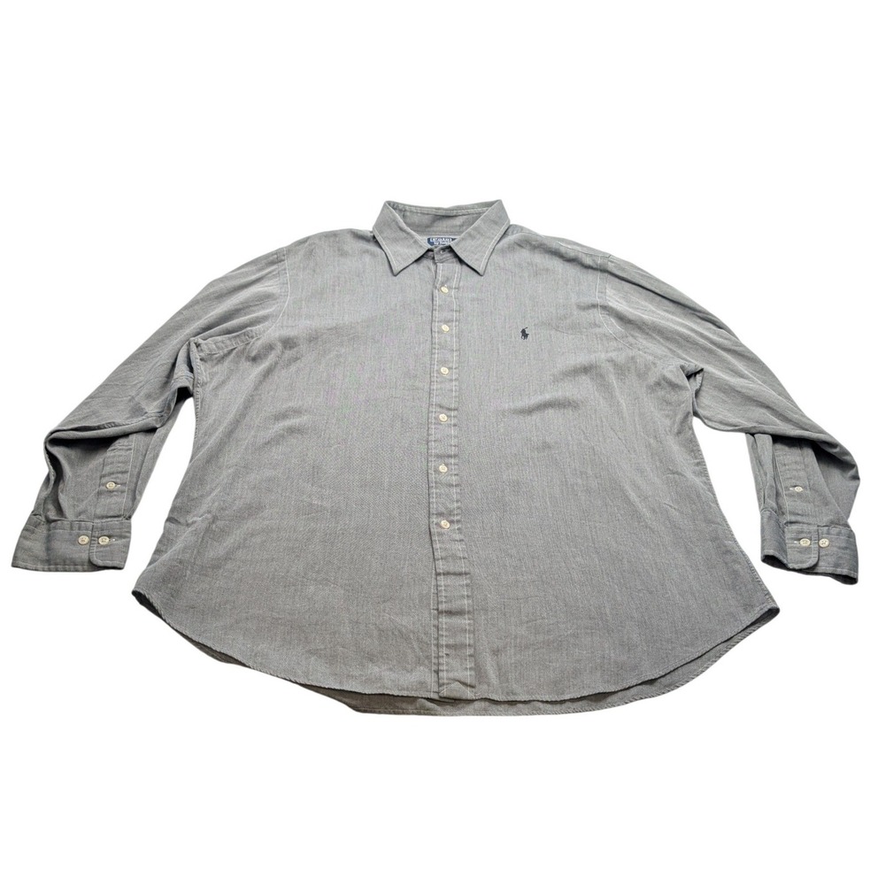 Polo Ralph Lauren Andrew Shirt Mens 17.5 34/35 Grey Cotton Twill Long Sleeve‎
